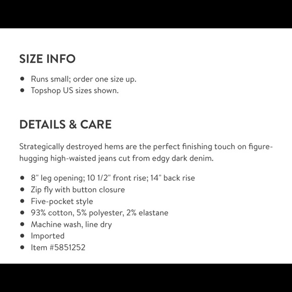 Topshop/ Jamie high waist ripped hem skinny jeans. - Picture 5 of 5